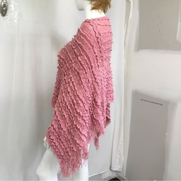 Anthropologie Anama Boat Neck Drapey Knitted Poncho Sweater Pullover Pink OS - Picture 8 of 8